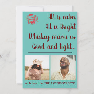 Funny Teal Whiskey jul Photo Collage Julkort