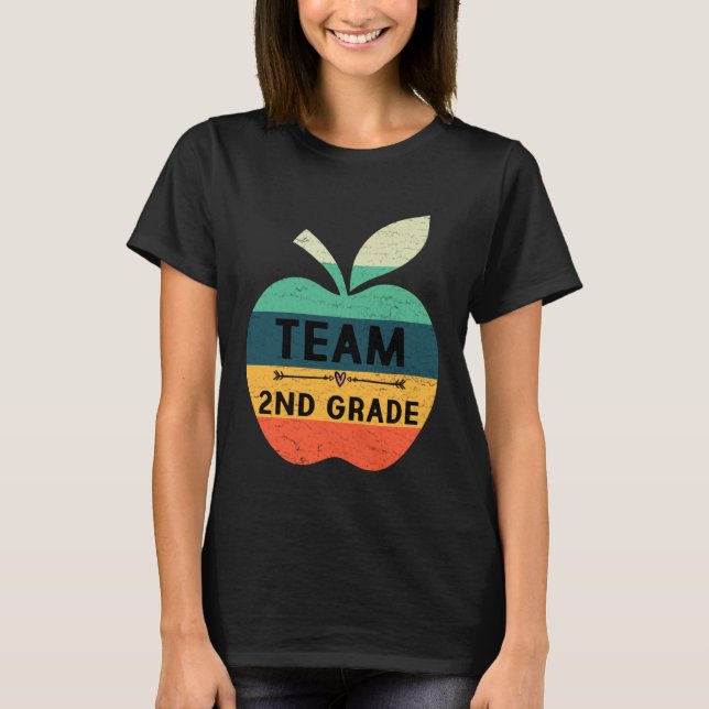 Funny Team 2nd Grade Apple Back To School Kids Tea T Shirt (Framsida)