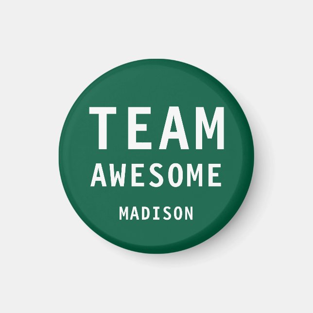 Funny Team Awesome Green Personalized Name Magnet (Framsidan)