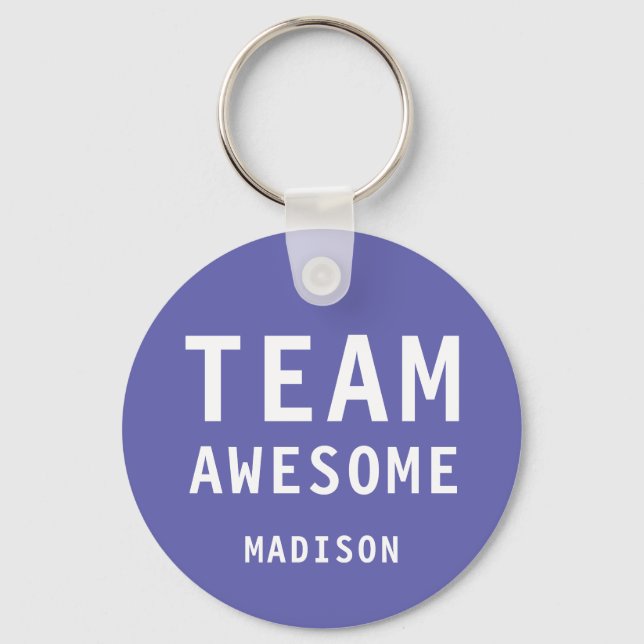 Funny Team Awesome Purple Personalized Name Nyckelring (Framsida)