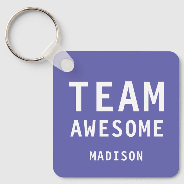 Funny Team Awesome Purple Personalized Name Nyckelring (Framsida)