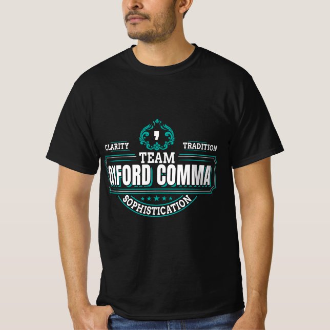Funny Team Oxford Comma - Grammar Book Lovers  T Shirt (Framsida)
