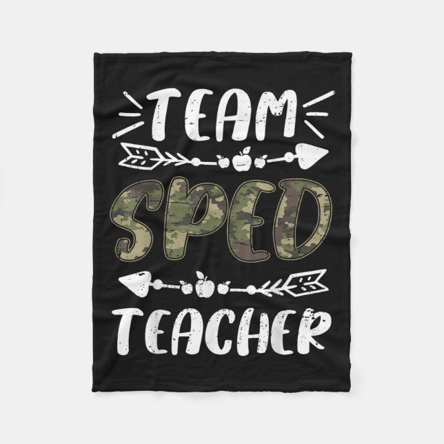Funny Team Sped Teacher Camo Teacher Student Back  Fleecefilt (Framsidan)