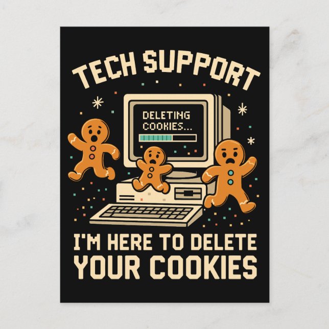 Funny Tech Support Delete Cookies  Vykort (Framsida)