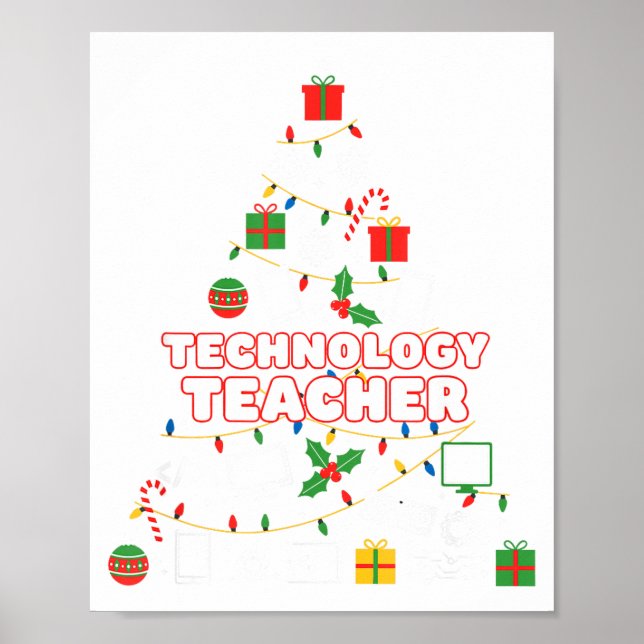 Funny Technology Teacher Christmas Tree Lights Wom Poster (Framsidan)