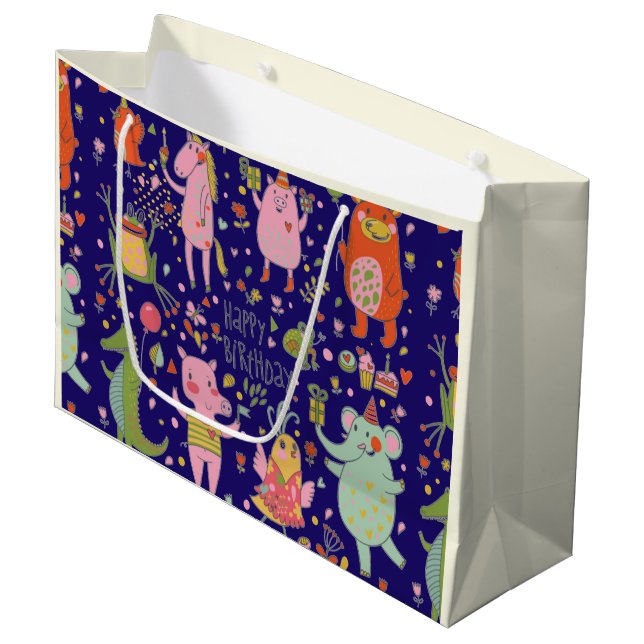 Funny Tecknad Animals Sjunga Grattis på födelsedag (Framsidan Vinklad)