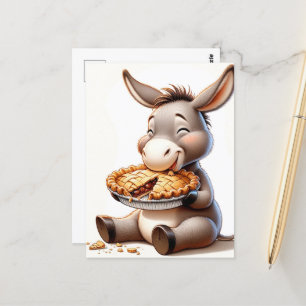 Funny Tecknad Apple Paj Donkey Vykort