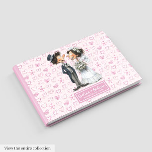 Funny Tecknad Bride och Groom Guestbook Gästböcker