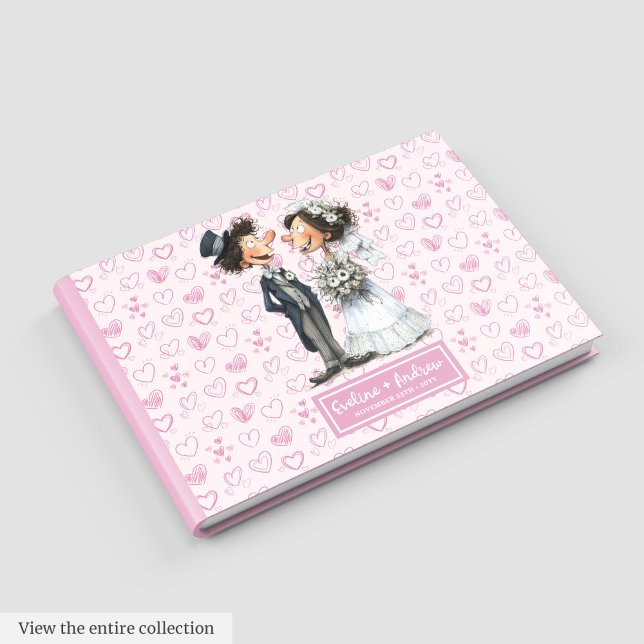 Funny Tecknad Bride och Groom Guestbook Gästböcker (Funny Cartoon Bride and Groom Guestbook)