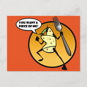 FUNNY TECKNAD BURRITO POSTCARD VYKORT