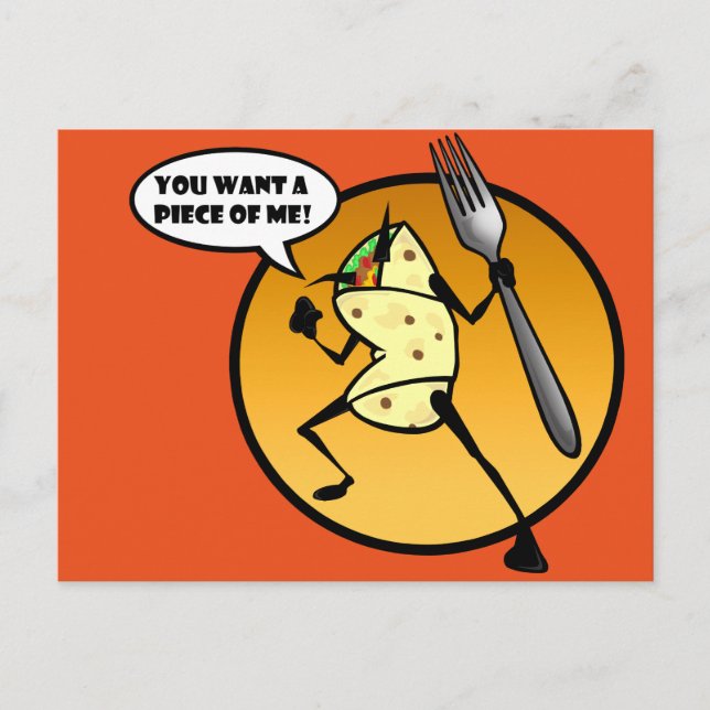 FUNNY TECKNAD BURRITO POSTCARD VYKORT (Framsida)