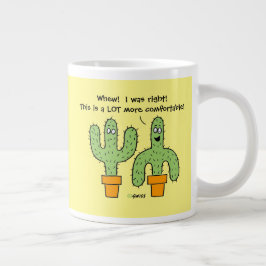 Funny Tecknad Cactus in Pot Bright Gult Sunshine Jumbo Mugg