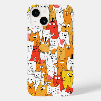 Funny Tecknad Cats Group Doodle