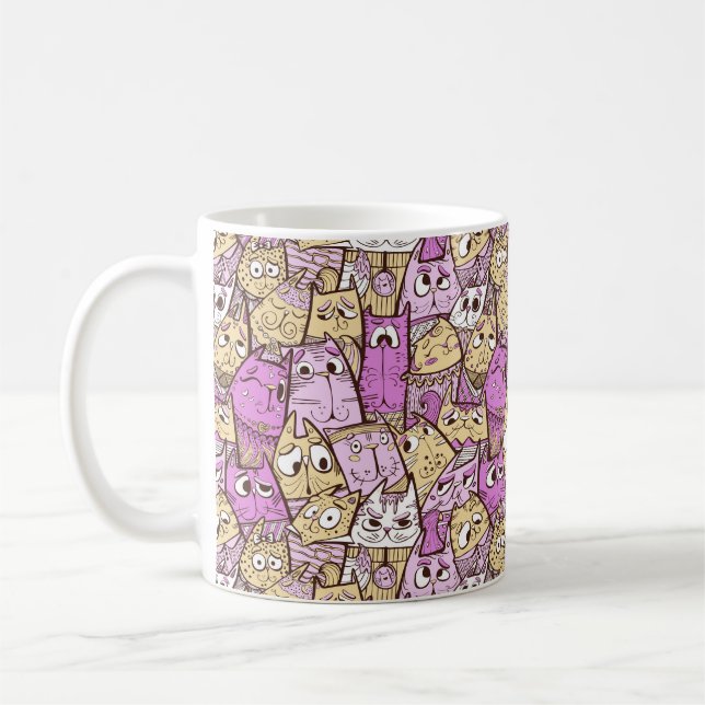 Funny Tecknad Cats Kaffemugg (Vänster)