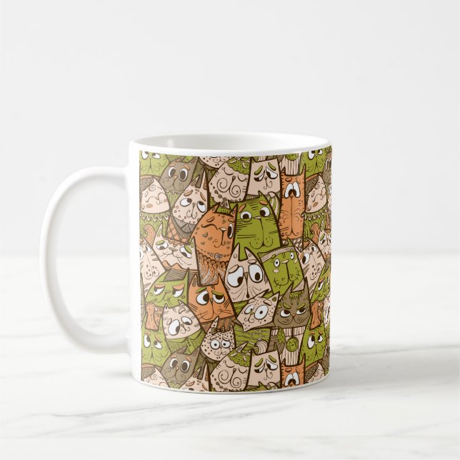 Funny Tecknad Cats Kaffemugg (Vänster)