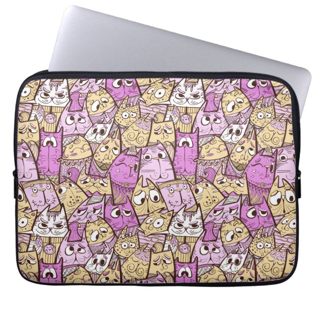 Funny Tecknad Cats Laptop Fodral (Framsidan)