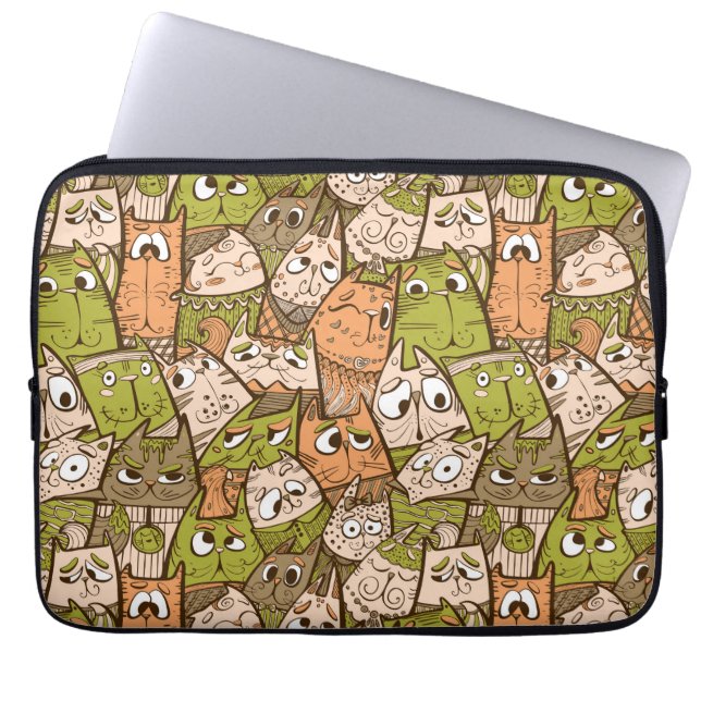 Funny Tecknad Cats Laptop Fodral (Framsidan)