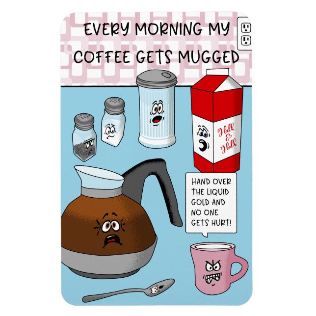 Funny Tecknad Coffee Pun Magnet (Vertikal)