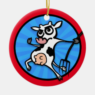 FUNNY TECKNAD COW CHRISTMAS CERAMIC ORNAIC JULGRANSPRYDNAD KERAMIK