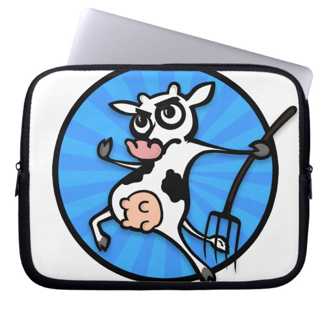 FUNNY TECKNAD COW LAPTOP SLEEVE (Framsidan)