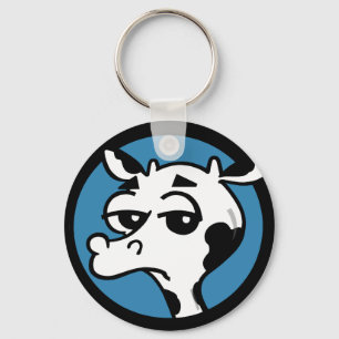 FUNNY TECKNAD COW ROUND NYCKELRING