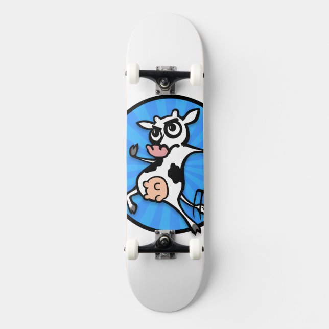 FUNNY TECKNAD COW SKATEBOARD (Framsida)