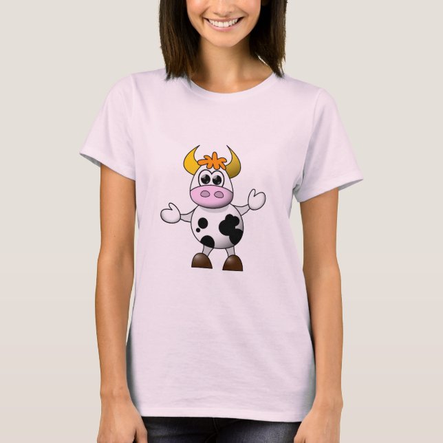 Funny Tecknad Cow Tee Shirt (Framsida)