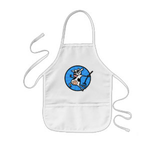 FUNNY TECKNAD COW WHITE APRON BARNFÖRKLÄDE