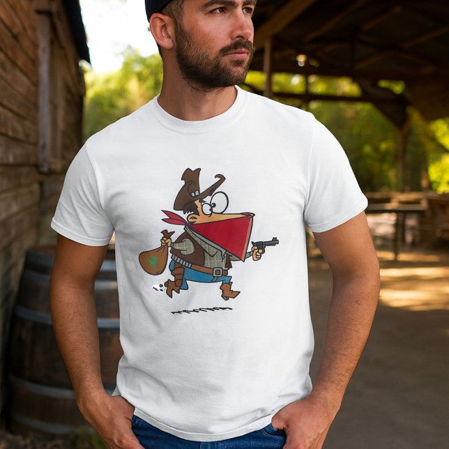 Funny Tecknad Cowboy Bandit Robber T Shirt (Skapare uppladdad)