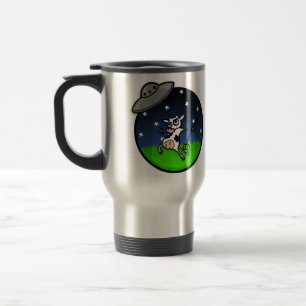FUNNY TECKNAD DAIRY COW UFO ABDUCTION METALL MUGG