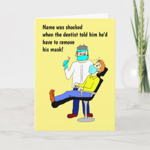 Funny Tecknad Dentist Ansikte Mask Kort