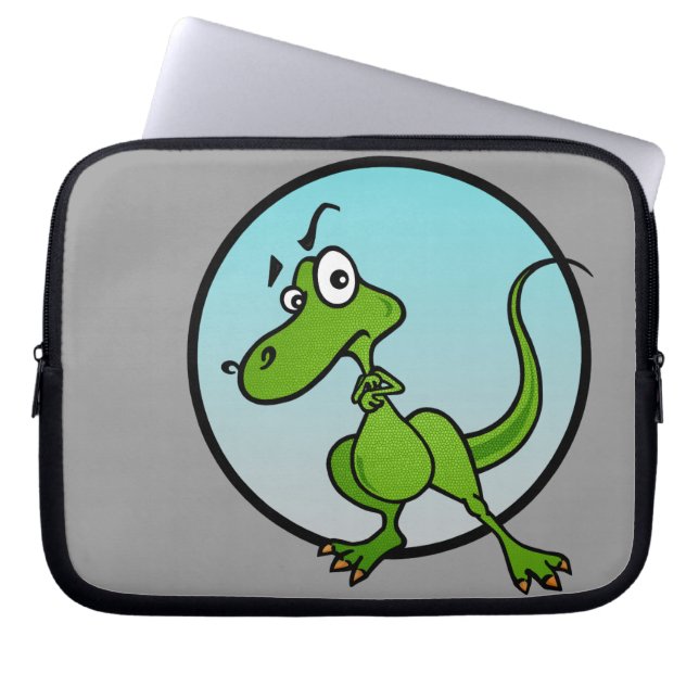 FUNNY TECKNAD DINOSAUR LAPTOP SLEEVE (Framsidan)