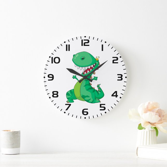 Funny Tecknad Dinosaur Roaring T-Rex Stor Klocka (Skapare uppladdad)