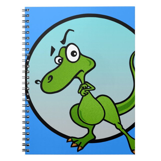 FUNNY TECKNAD DINOSAUR SPIRAL NOTEBOOK ANTECKNINGSBOK (Framsidan)