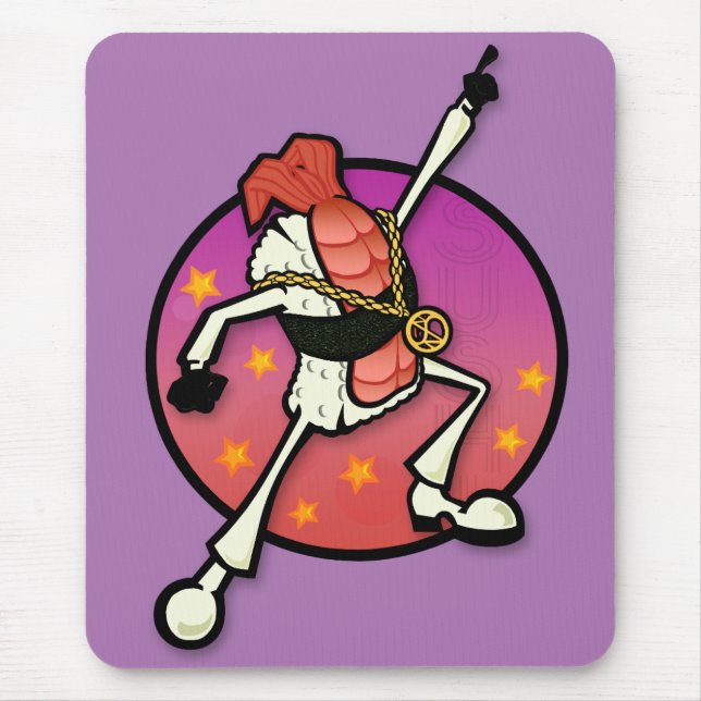 FUNNY TECKNAD DISCO SUSHI GRAPHIC MOUSE PAD MUSMATTA (Framsidan)