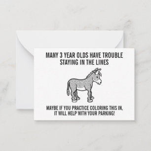 Funny Tecknad Donkey Bad Parking Biljett Rådkort