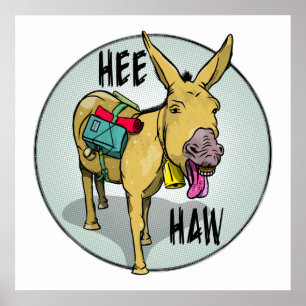 FUNNY TECKNAD DONKEY HEE HAW POSTER
