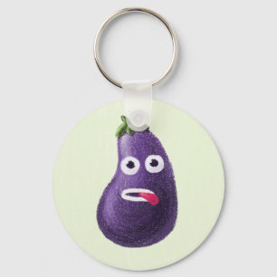Funny Tecknad Eggplant Nyckelring
