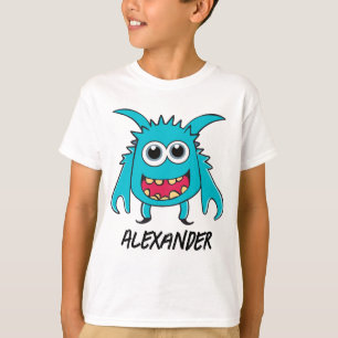 Funny Tecknad för Alien Blue Grönt Monster T Shirt
