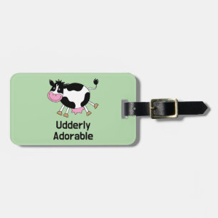 Funny Tecknad för Cute Cow Pun Bagagebricka