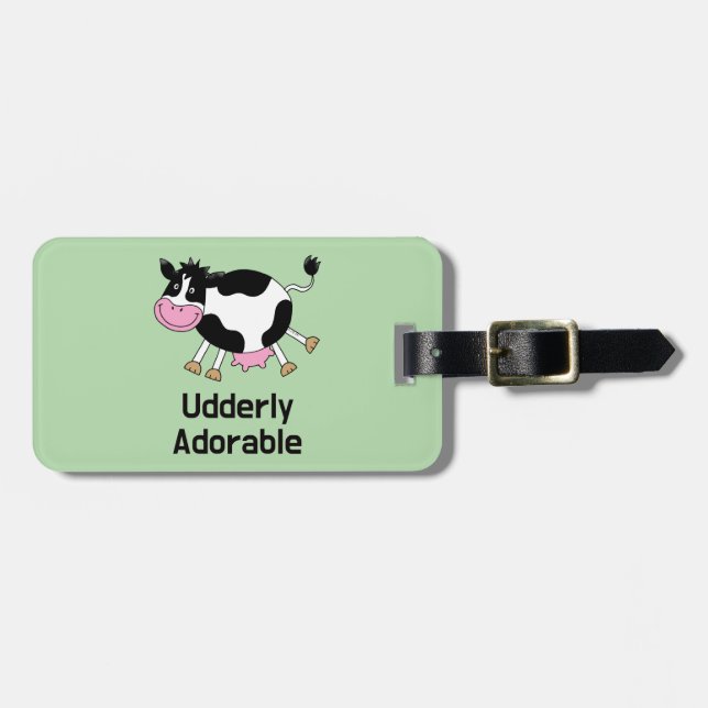 Funny Tecknad för Cute Cow Pun Bagagebricka (Horisontell Framsida)