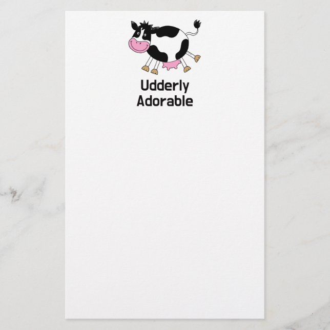 Funny Tecknad för Cute Cow Pun Brevpapper (Framsida)