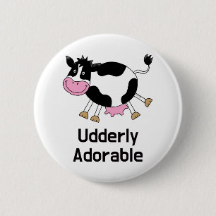Funny Tecknad för Cute Cow Pun Knapp