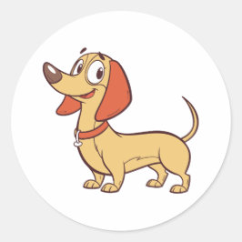 Funny Tecknad för Hund av ständiga Dachshund Runt Klistermärke
