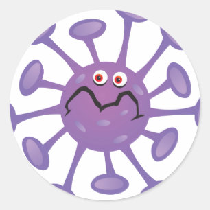 Funny Tecknad Germ Bacteria Runt Klistermärke