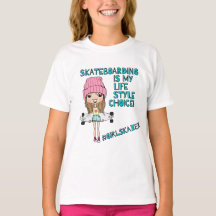 Funny Tecknad Girl Skater T-shirt/Skateboarding