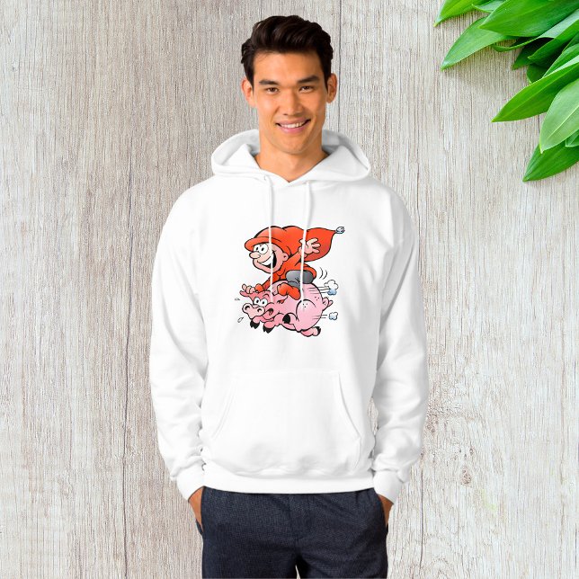 Funny Tecknad Gnome Riding Flies Gris Hoodie (Skapare uppladdad)