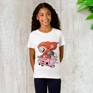 Funny Tecknad Gnome Riding Flies Gris T Shirt