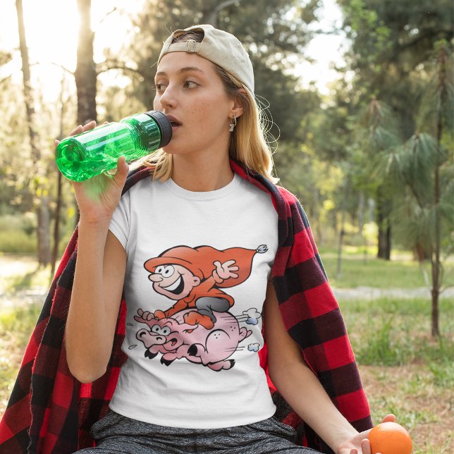 Funny Tecknad Gnome Riding Flies Gris T Shirt (Skapare uppladdad)