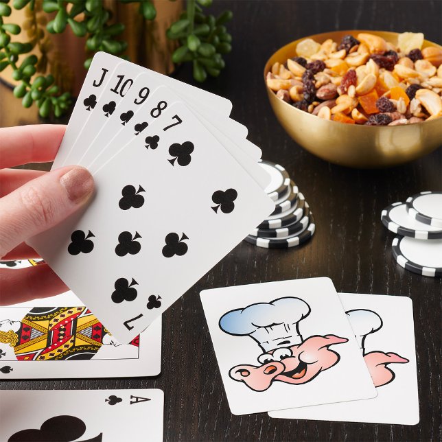 Funny Tecknad Gris Chef med Hat Casinokort (Skapare uppladdad)